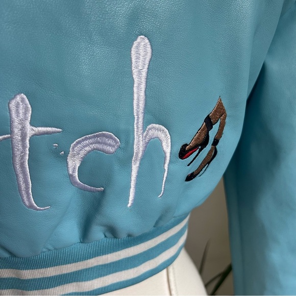 Daisy Varsity Jacket Custom Embroidered Red Heel BlueTurquoise Citch Small AS IS - Picture 5 of 8